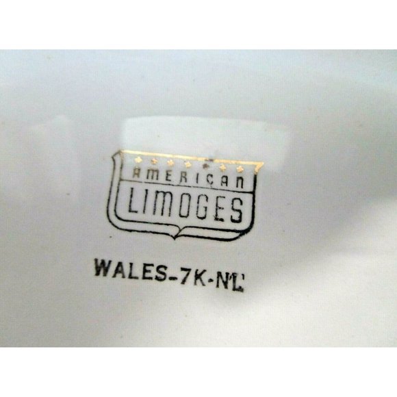 Limoges American Wales Pattern Oval Serving Bowl Floral Medallion Scalloped Rim - Picture 9 of 10